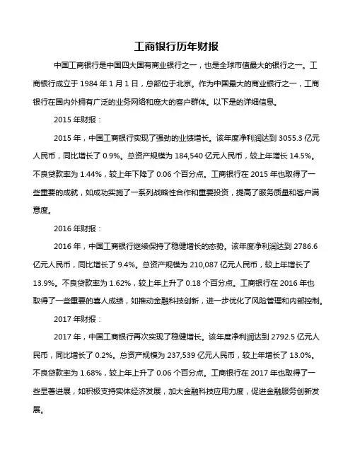 工商银行历年财报