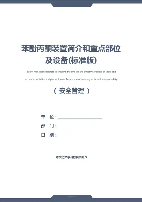 苯酚丙酮装置简介和重点部位及设备(标准版)