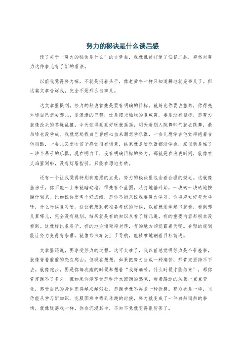 努力的秘诀是什么读后感