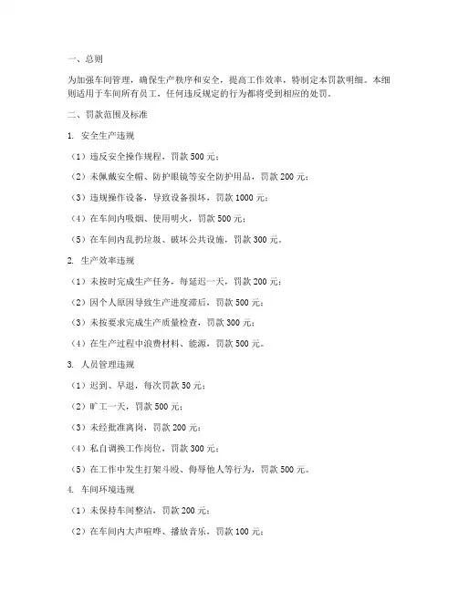 车间管理制度罚款明细