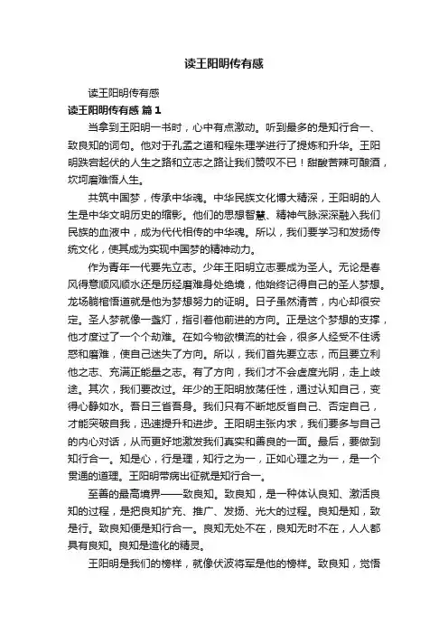读王阳明传有感