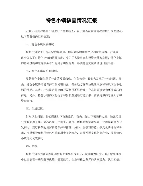 特色小镇核查情况汇报