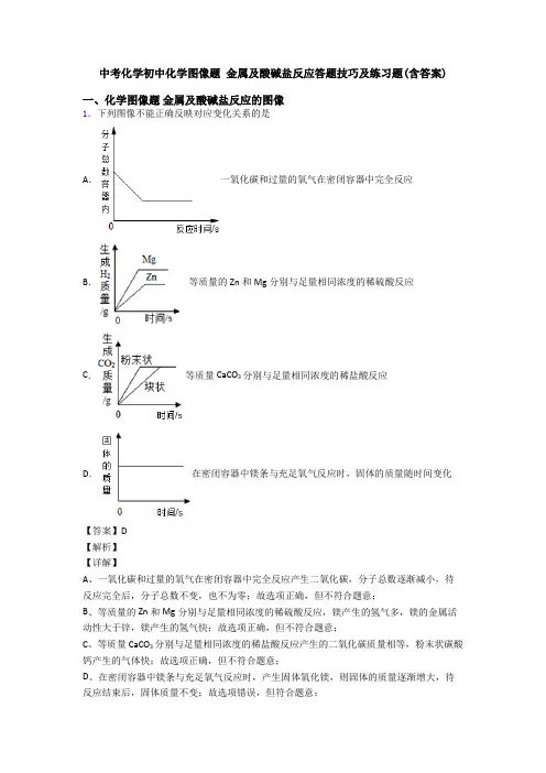 中考化学初中化学图像题 金属及酸碱盐反应答题技巧及练习题(含答案)