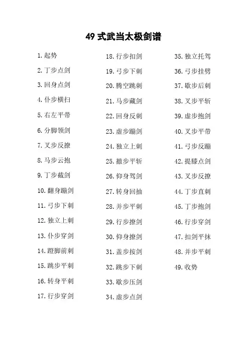 49式武当太极剑谱
