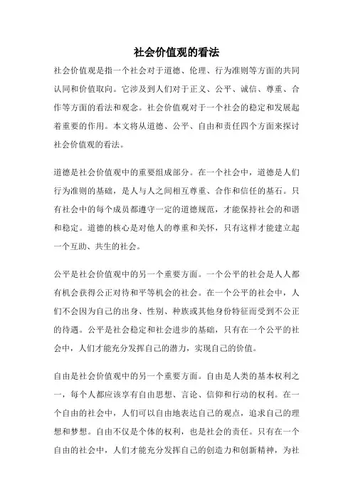 社会价值观的看法