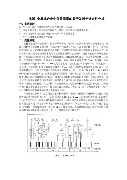金属或合金中杂质元素的原子发射光谱定性分析