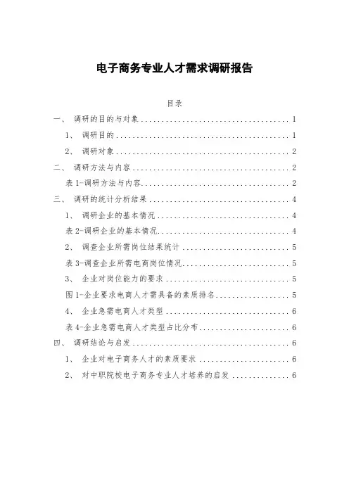 电商专业人才需求调研报告