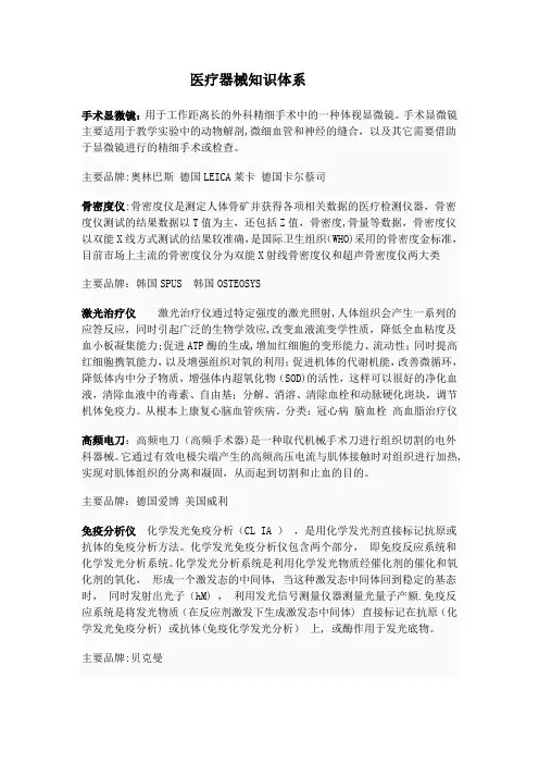 医疗器械国外主要品牌
