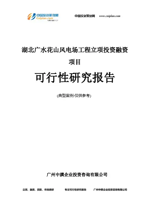 湖北广水花山风电场工程融资投资立项项目可行性研究报告(中撰咨询)