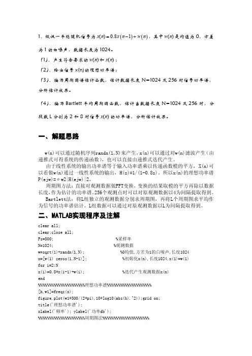 中国科学院刘艳老师现代数字信号处理第四章上机作业