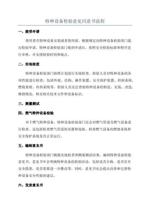 特种设备检验意见同意书流程