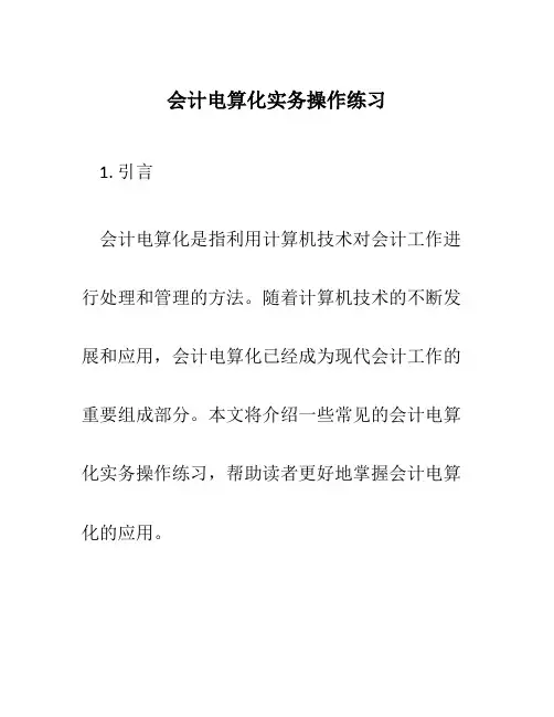 会计电算化实务操作练习