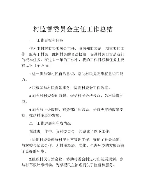 村监督委员会主任工作总结