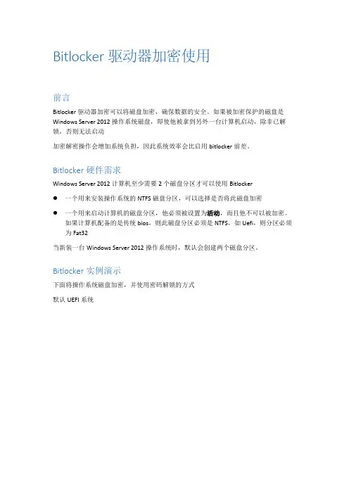 Bitlocker驱动器加密使用