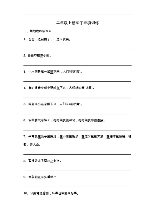 二年级上册句子专项训练
