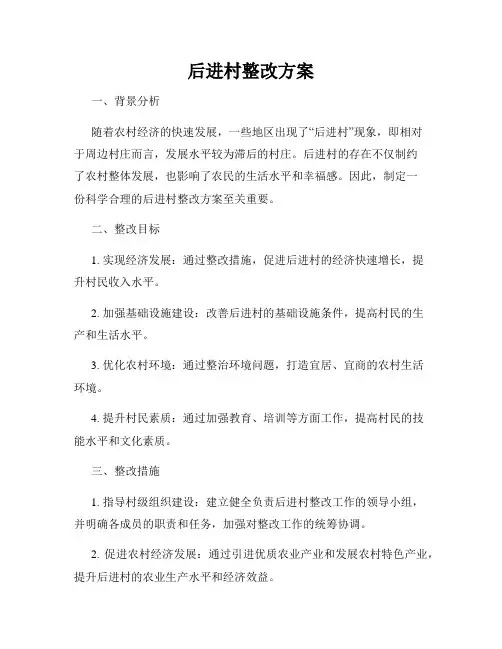 后进村整改方案