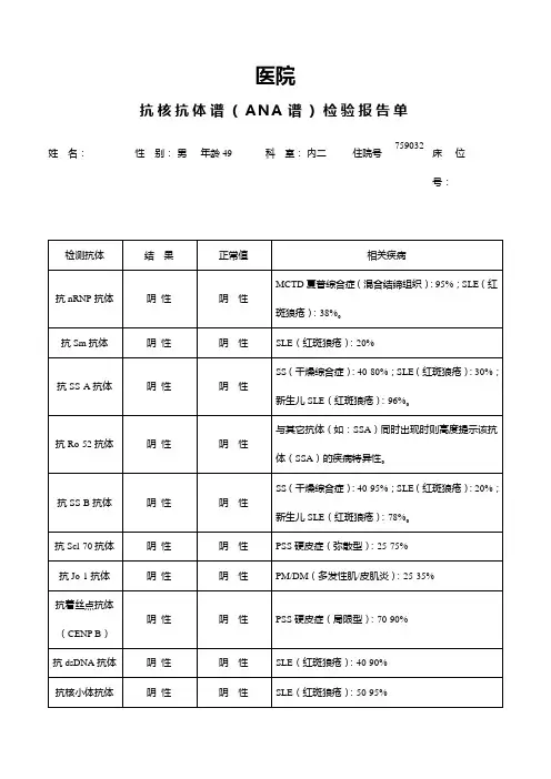 ANA报告单