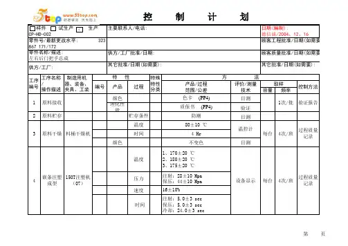注塑件控制计划