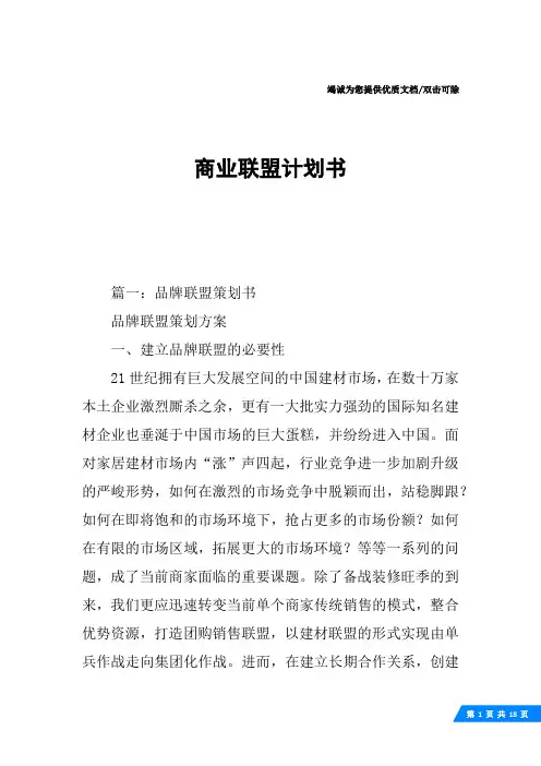 商业联盟计划书