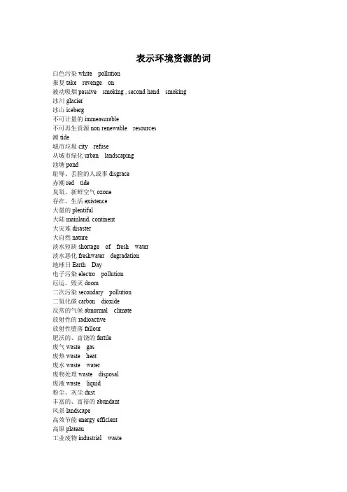 表示资源环境的词
