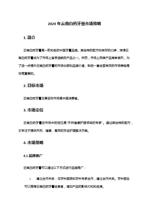 2024年云南白药牙膏市场策略