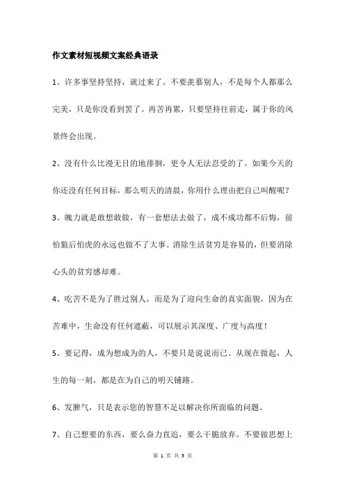 作文素材短视频文案经典语录