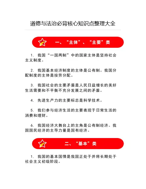 中考道德与法治必背核心知识点整理大全