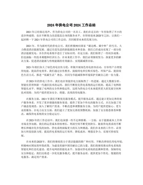 2024年供电公司2024工作总结