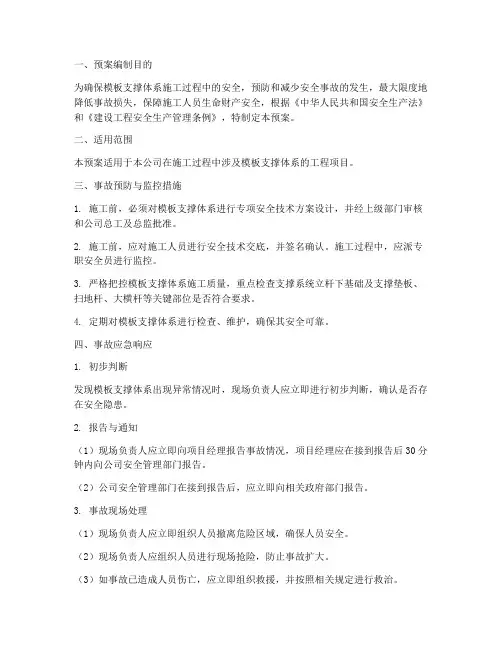 模板支撑体系应急预案