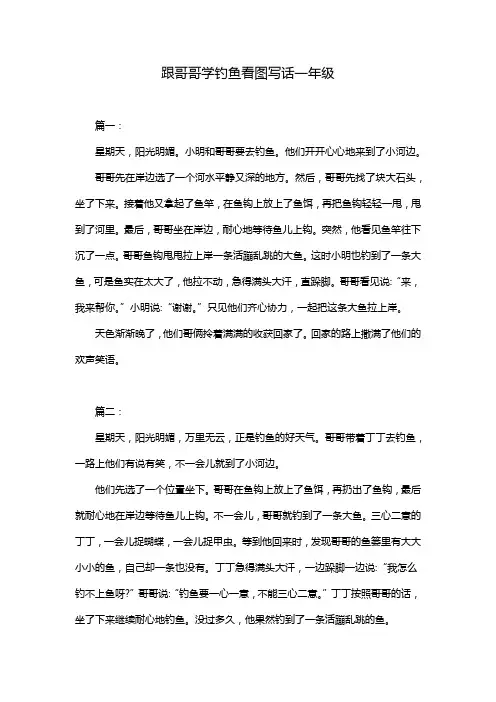 跟哥哥学钓鱼看图写话一年级