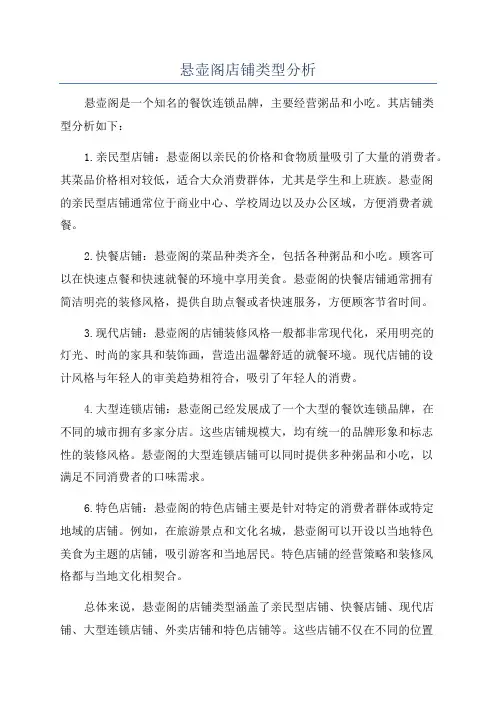 悬壶阁店铺类型分析