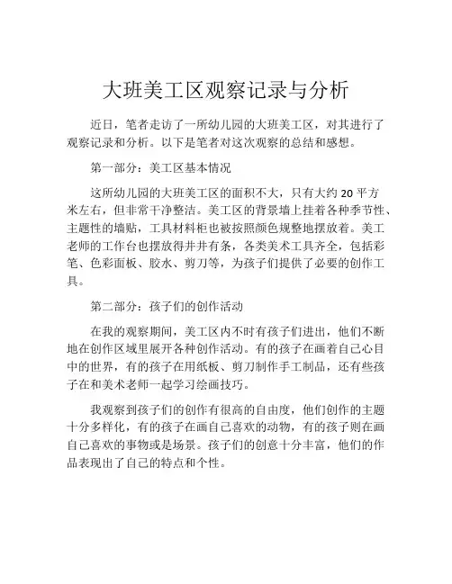 大班美工区观察记录与分析