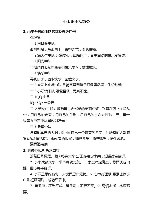小太阳中队简介