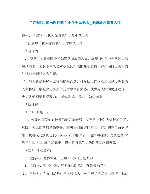 “红领巾,我为你自豪”小学中队队会_主题班会教案大全