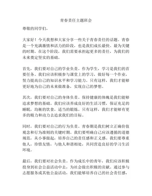 青春责任主题班会