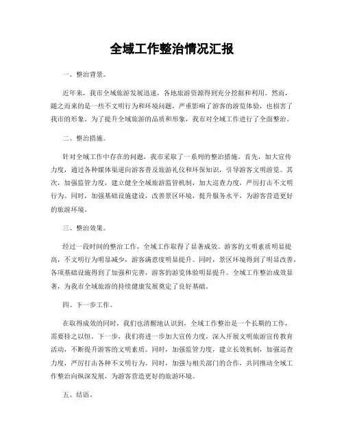 全域工作整治情况汇报