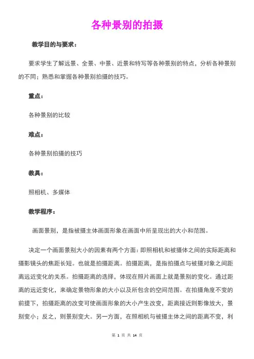 《各种景别的拍摄》教学设计