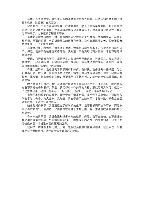 我踏上的未知之路