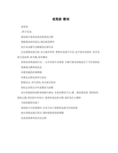 老男孩 歌词