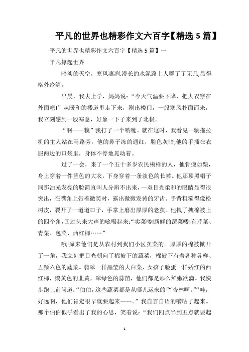 平凡的世界也精彩作文六百字【精选5篇】