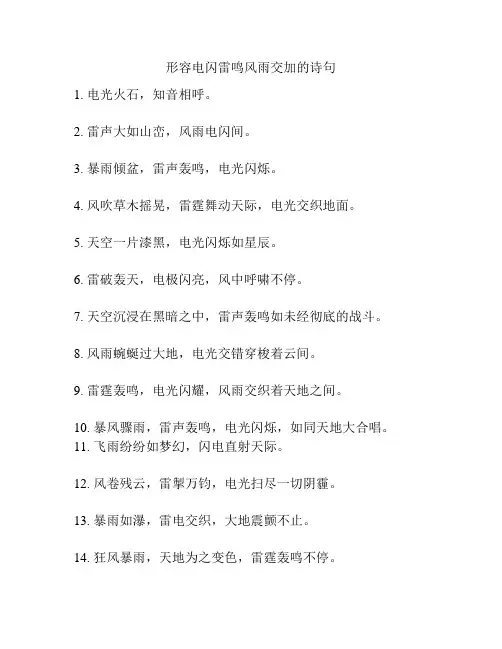 形容电闪雷鸣风雨交加的诗句