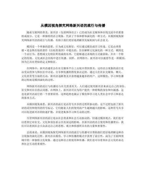 从模因视角探究网络新兴语的流行与传播