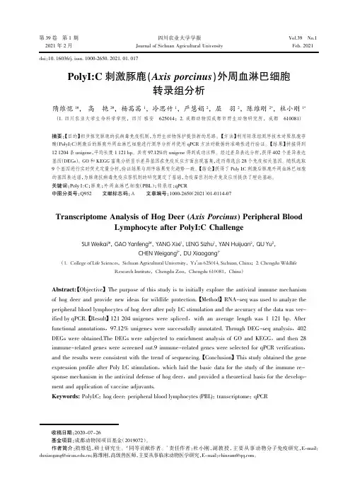 PolyIC刺激豚鹿(Axis porcinus)外周血淋巴细胞转录组分析