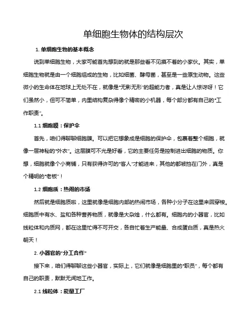 单细胞生物体的结构层次