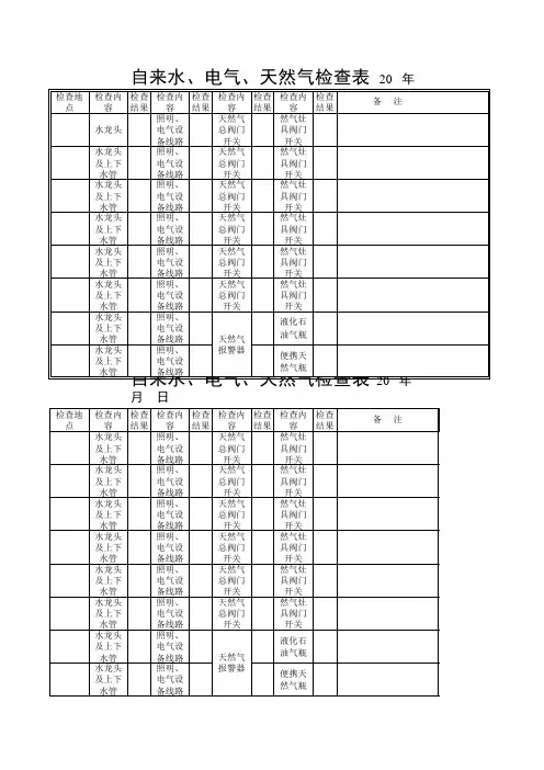 水电天然气检查表