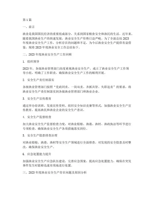 渔业安全年度总结(3篇)