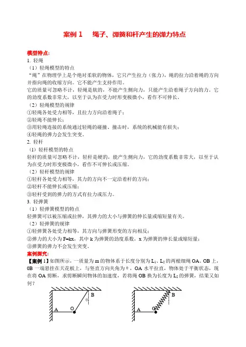 绳子、弹簧、杆产生的弹力特点