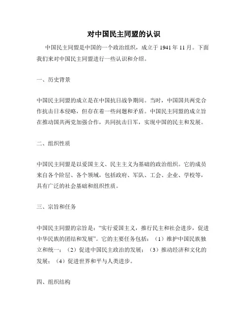 对中国民主同盟的认识
