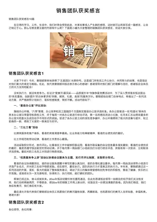 销售团队获奖感言