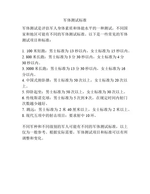 军体测试标准